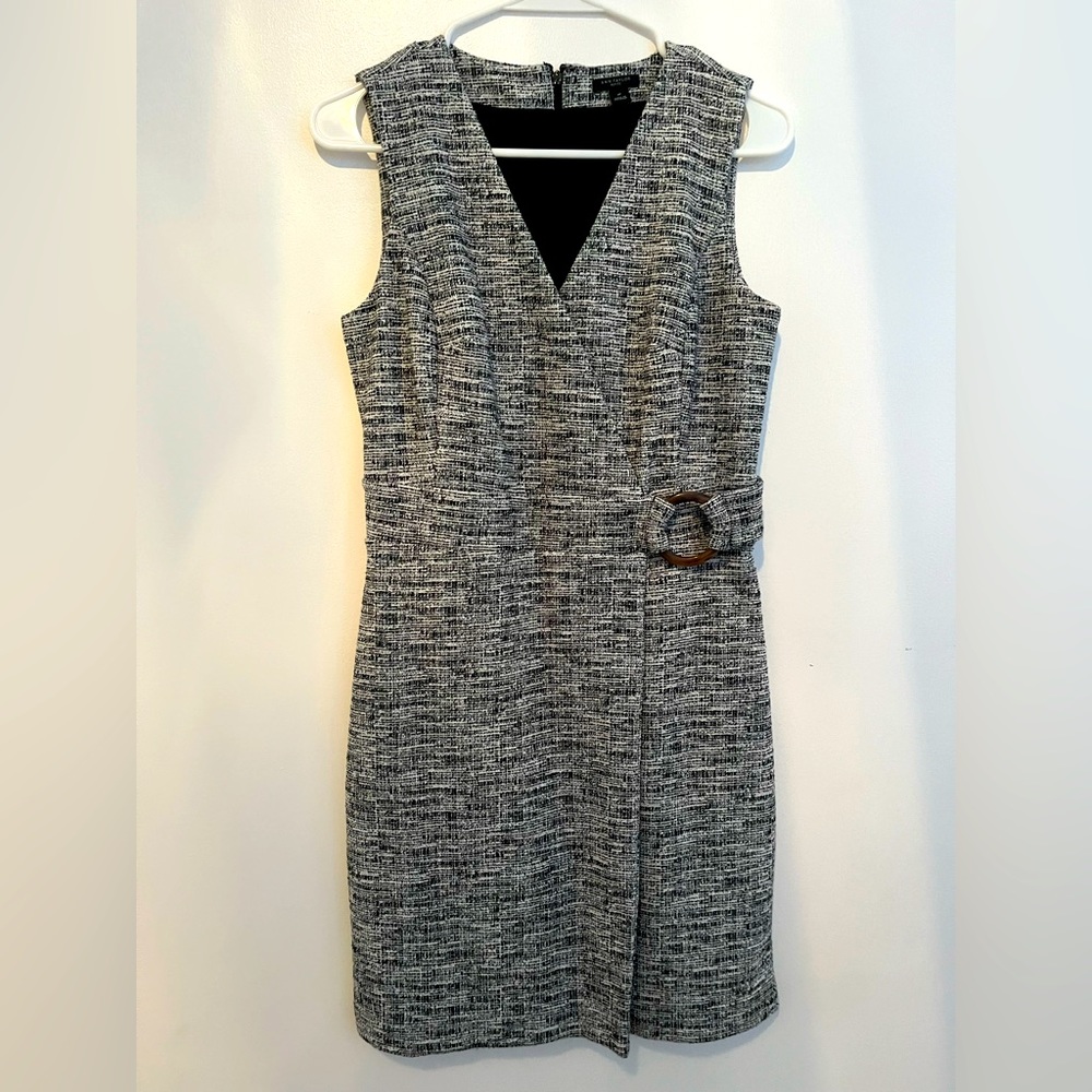 Ann Taylor petite faux-wrap tweed mini dress